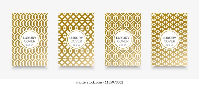 Set of luxury cover design templates. Vector cover design with geometric patterns