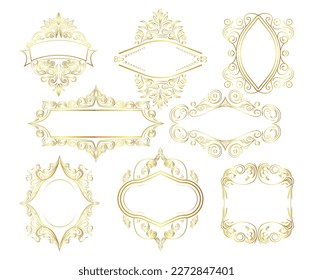 Set of Luxury Decorative Frame Border Element Illustration Design	