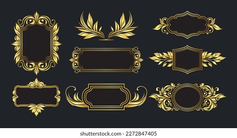 Set of Luxury Decorative Frame Border Element Illustration Design	