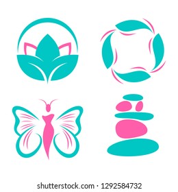 Set luxury design symbol for boutique and spa isolated white background. A collection design spa and boutique symbol. Vector illustration EPS.8 EPS.10