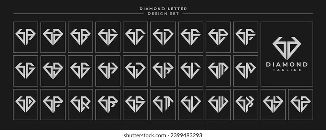 Set of luxury diamond crystal lowercase letter B BD logo design