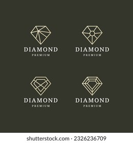 Conjunto de plantillas de diseño de iconos de logotipo de diamante de lujo vector plano