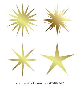 Set of Luxury five angles star on dark background and Premium star button, option, chart and process button design. and 4 premium dark level with gold color button, Vector illustration