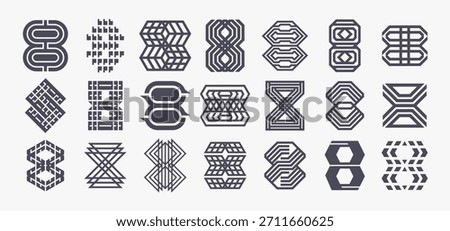 Set of luxury flat line abstract number 8 logo