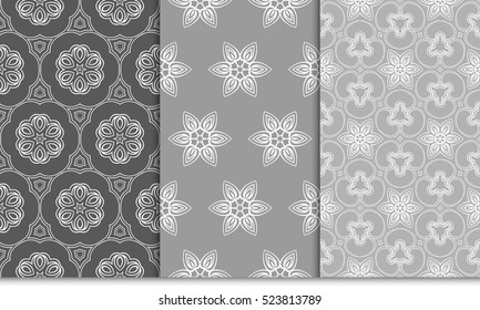 set of Luxury floral ornament. seamless pattern. grey color. vector illustration. for wallpaper, invitation