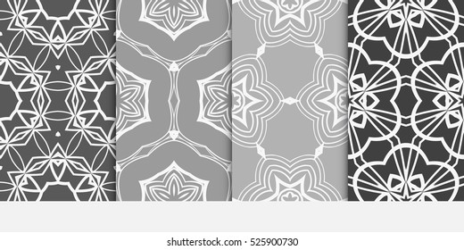set of Luxury floral ornament. seamless pattern. grey color. vector illustration. For holiday design, wallpaper, invitation
