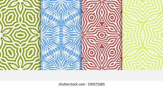 set of Luxury floral ornament. seamless pattern. blue, green,red color. vector illustration.