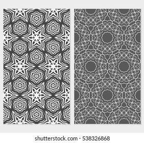 set of luxury floral seamless pattern. modern fashion design. grey color. vector illustration. for invitation, wallpaper