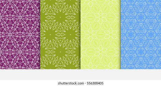 set of luxury floral seamless pattern. modern fashion design. color. vector illustration. for invitation, wallpaper