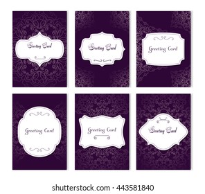 Set of luxury flyer pages set with logo ornament illustration concept. Vintage art traditional, Islam, arabic, indian, elements. Vector decorative retro greeting card or invitation design.
