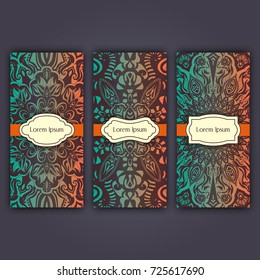 Set of luxury flyer pages set with mandala ornament illustration concept. Vector decorative retro greeting card or invitation design