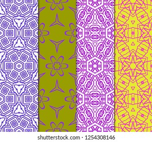 Set Of Luxury Geometric Ornament. Seamless Pattern. Color. Vector Illustration. For Wallpaper, Invitation, Holiday Background.