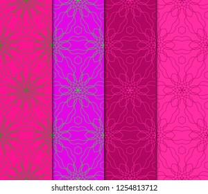 Set Of Luxury Geometric Ornament. Seamless Pattern. Color. Vector Illustration. For Wallpaper, Invitation, Holiday Background.