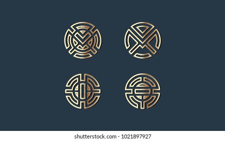 Set of Luxury Geometry Logo Template Vector Design Illustration