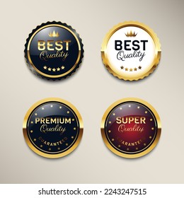 Set of luxury gold badges and top quality premium seal labels