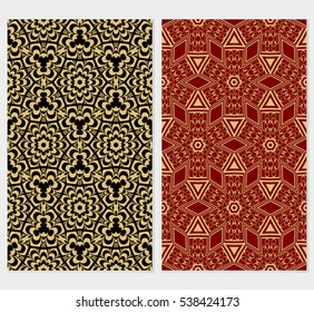 set of luxury gold color seamless floral decorative pattern. Vector illustration. For invitation, template, wallpaper