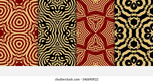 set of luxury gold color seamless floral decorative pattern. Vector illustration. For invitation, template, wallpaper