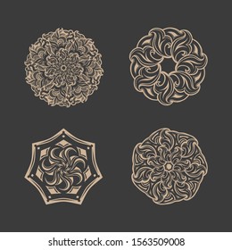 Set of Luxury gold flower pattern ornamental mandala design background