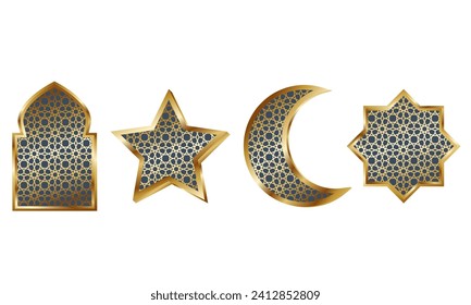 Conjunto de formas islámicas de oro de lujo