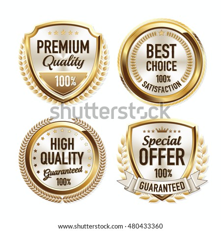 Set of Luxury Gold Quality Badges