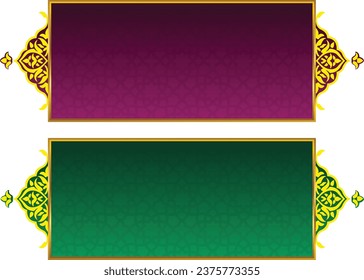 Set Of Luxury Golden Arabic Islamic Banner Title Frame