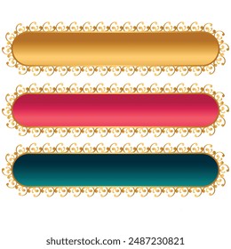 Set Of Luxury Golden Arabic Islamic Banner Title Frame Background Gold Text Box