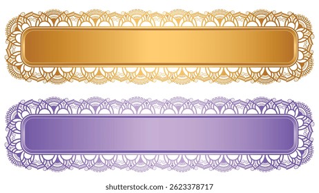 Set of luxury golden arabic islamic banner title frame text box transparent background	