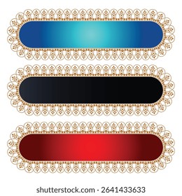  Set of luxury golden arabic islamic banner title frame text box 