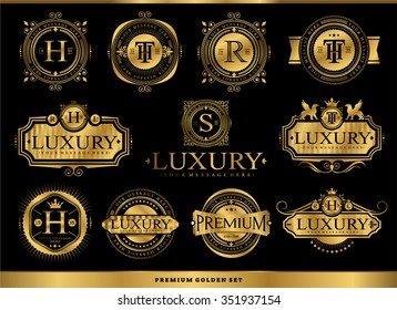 Free Vector  Luxury logo design collection. rose gold emblems
