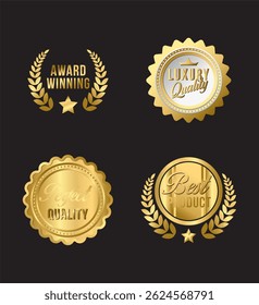 Set Luxury golden flat badges 