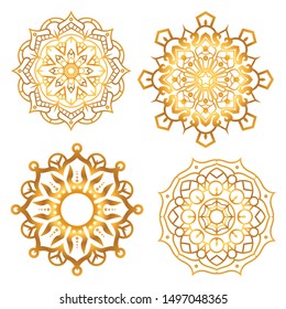 set of luxury golden mandala vector islam, turkey, saudi arabia, qatar, bahrain, morocco, iran, iraq, greece, egypt, pakistan, india, indonesia, united arab emirates, spain, europe