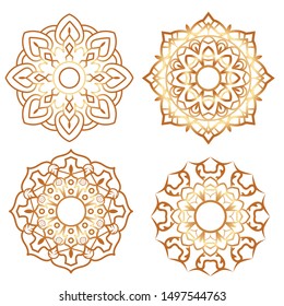set of luxury golden mandala vector islam, turkey, saudi arabia, qatar, bahrain, morocco, iran, iraq, greece, egypt, pakistan, india, indonesia, united arab emirates, spain, europe