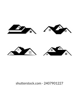 Set of luxury house property design vector