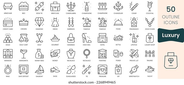 Set of luxury icons. Thin linear style icons Pack. Vector Illustration