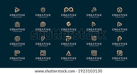 Set of luxury initial p abstract monogram logo design. Logo template for business, company, product and random