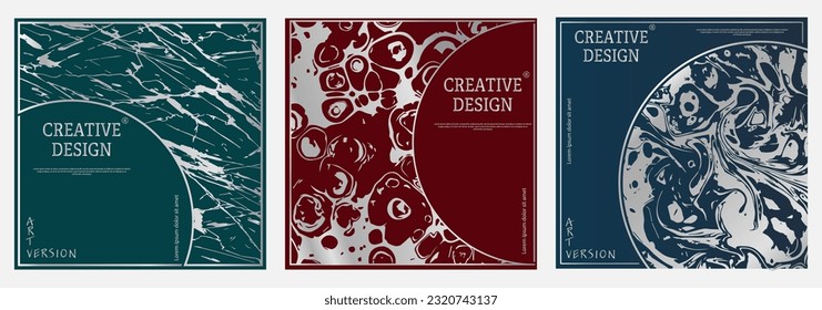 Un conjunto de lujosos diseños, decoraciones o fondos interiores. Diseño artístico de embalaje, portada, afiche, pancarta, folleto, afiche. Idea creativa del estilo corporativo de la creatividad