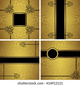 Set of luxury invitations on a gold background. Template for your design   