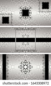 Set of luxury invitations. Silver background   