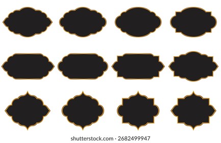 Set of Luxury Islamic Frame for Names in Black and Gold