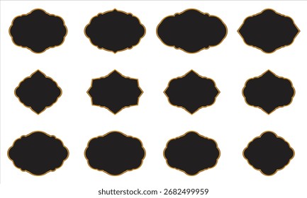 Set of Luxury Islamic Frame for Names in Black and Gold