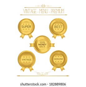 Set luxury labels and ribbons