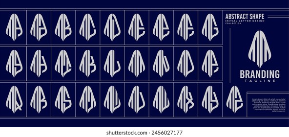 Set of luxury line curve abstract letter M MM logo monogram
