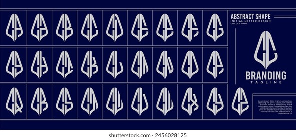 Set of luxury line curve abstract letter C CC logo monogram