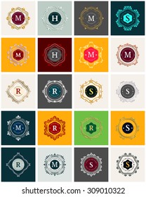 A set of luxury logo templates. Vintage calligraphic design elements for Business sign, Hotel, Heraldic, Jewelry, Fashion identity, Restaurant, Royalty, Boutique, Hotel, Heraldic, Jewelry, Fashion