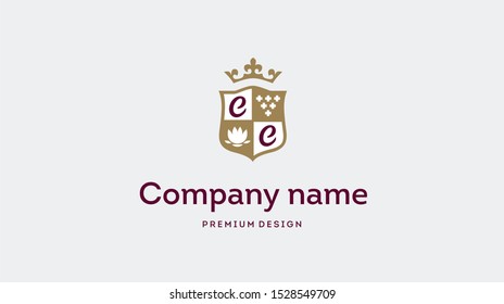 Set Luxury Logos template flourishes calligraphic elegant ornament lines. Royal crown. Business sign, identity for Restaurant, Royalty, Boutique, Hotel, Heraldic, Jewelry, Money. Monogram letter C.