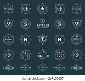 Set Luxury Logos template flourishes calligraphic elegant ornament lines  Business sign  identity for Restaurant  Royalty  Boutique  Hotel  Heraldic  Jewelry  Fashion   other vector illustration