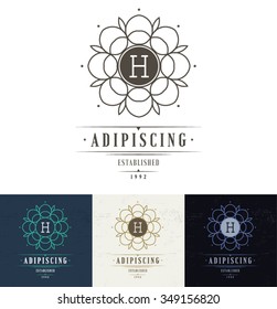 Set Luxury Logos template flourishes calligraphic elegant ornament lines. Business sign, identity for Restaurant, Royalty, Boutique, Hotel, Heraldic, Jewelry, Fashion. Monogram letter H.