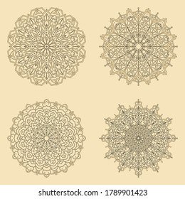 Set of luxury mandala. mehndi flower decoration in ethnic oriental, indian style. doodle ornament. outline hand draw illustration.