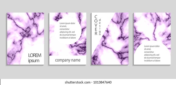 Set of luxury marble cover templates. Vector cover design for placards, banners, flyers, presentations and cards