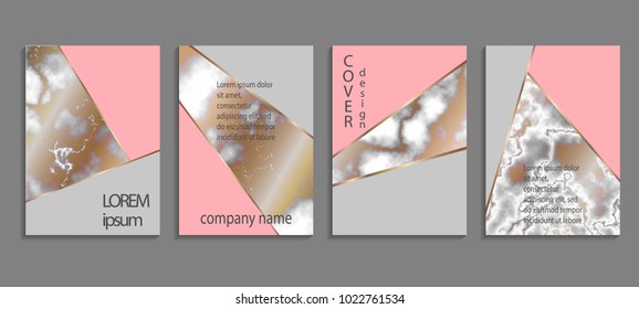 Set of luxury marble cover templates. Vector cover design for placards, banners, flyers, presentations and cards.